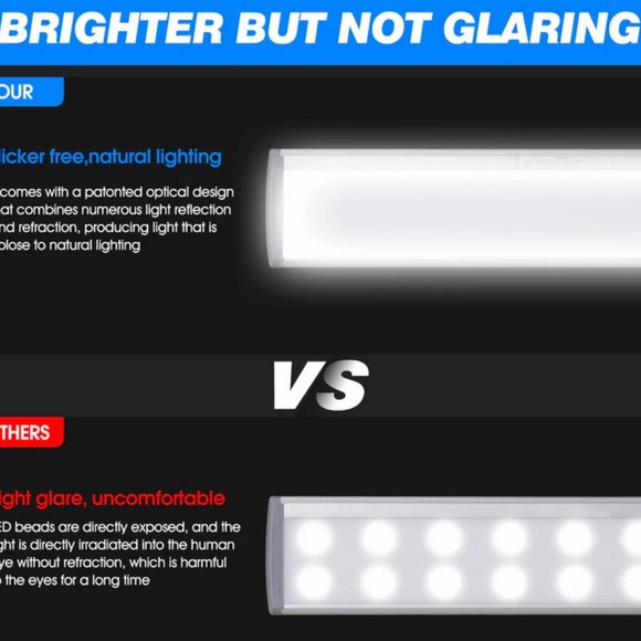 2 Pack LEPOTEC 54 LED Under Cabinet Lights Wireless Rechargeable - Picture 3 of 10